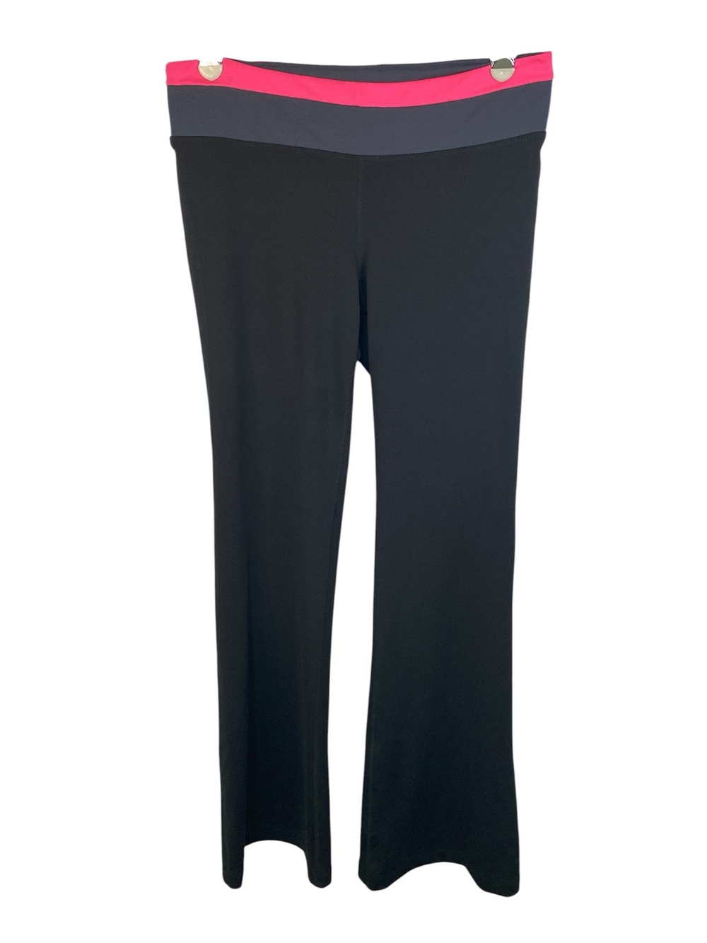 Gap Body Women's Black and Pink Wide-Leg Yoga Pants Large regular